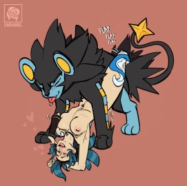 1animal 1girls 2025 all_fours ambiguous_penetration black-haired_female black_choker black_fur black_hair black_lipstick blue-haired_female blue_fur blue_hair breasts caramelroses choker feline female feral feral_on_female feral_on_human feral_penetrating generation_4_pokemon genital_fluids heart_symbol interspecies large_areolae large_breasts legs_around_partner legs_up light-skinned_female light_skin lipstick luxray male male/female male_on_top male_penetrating male_penetrating_female missionary_position navel navel_piercing nude nude_female one_eye_closed onomatopoeia open_mouth paws piercing plap_(sound) pokemon pokemon_(species) pokephilia quadruped red_eyes saliva saliva_drip straight sweat sweatdrop tail tattoo tattoo_on_legs tattooed_arm thick_thighs thighs tongue tongue_out two-tone_hair vox_(caramelroses) zoophilia