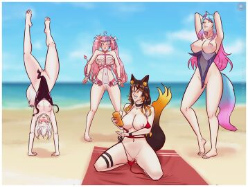 4girls accidental_exposure beach beach_background big_breasts bikini bikini_bottom bikini_top breasts breasts_exposed breasts_out devil devil_horns devil_tail embarrassed_nude_female enf exposed_breasts exposed_pussy female filian_(vtuber) half-dressed half_naked hellhound indie_virtual_youtuber ironmouse ironmouse_(demon_queen) large_breasts lechono medium_breasts melting_clothes multiple_females multiple_girls one-piece_swimsuit partially_clothed pussy pussy_exposed ripped_clothing ripped_swimsuit shaved_pussy silvervale sinder_(vtuber) swimsuit swimsuits swimwear take_your_pick torn_clothes torn_clothing torn_swimsuit unaware virtual_youtuber vtuber wolf_ears wolf_girl wolf_tail