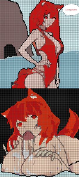 blowing boobjob breasts cat_ears cat_girl cat_tail catgirl female nekitagamer neko oc paizuri pixel_art red_eyes red_hair swimsuit titfuck titjob twitch virtual_youtuber vtuber vtuberfanart