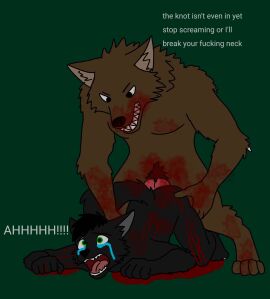 anal angry animal_genitalia animal_penis anthro big_dom_small_sub black_nose blood_splatter blood_stain bodily_fluids brown_body brown_fur canid canine canine_genitalia canine_penis canis danny_(dannywolfo457) danny_(wolfy) death dominant duo dying fur genitals gore guro hi_res knot male male/male mammal necrophilia penis scared scratches screaming size_difference tears tears_of_pain violence wolf