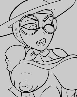 bandana bandana_accessory bandanna_on_forehead beach_hat beach_sex big_breasts black_and_white blind_peacock_draws blind_peacock_draws_(artist) breasts commission commission_art commissioner_upload disney disney_channel earrings erueito female glasses hat latina lilith_clawthorne luz_noceda milf partially_clothed sketch teenager the_owl_house witch