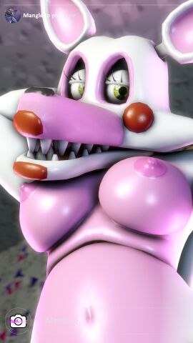 3d 4k animatronic arm_behind_head arm_up bedroom_eyes belly_button disboi215 female five_nights_at_freddy's five_nights_at_freddy's:_sister_location five_nights_at_freddy's_2 fnaf fox fox_ears fox_girl fox_tail highres holding_phone instagram lipstick looking_at_viewer mangle_(fnaf) pink_body pink_nipples red_cheeks red_lipstick robot rosy_cheeks selfie sfm sharp_teeth shiny_body shiny_skin solo source_filmmaker tummy white_body yellow_eyes