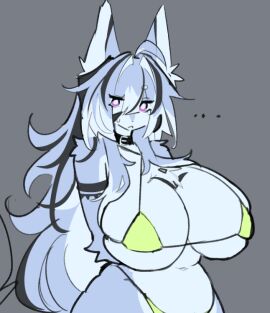 1girls big_breasts bikini breasts female female_focus female_only fur furry furry_ears furry_female furry_only furry_tail huge_breasts large_breasts looking_at_viewer shiyaa_stuff solo solo_female solo_focus wide_hips