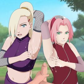 2boys 2d 2girls armpit armpit_cock_sleeve armpit_crease armpit_fetish armpit_play armpit_sex armpit_sweat armpits arms_behind_back arms_up clones confused cum cumming disgusted female fetish forest foursome full_color fully_clothed human ino_yamanaka konohagakure_symbol kunoichi male multiple_boys multiple_females multiple_girls multiple_males naruto naruto_(series) naruto_shippuden ninja no_penetration peeping penis pov pov_eye_contact rubbing sakura_haruno saliva sleeveless_shirt standing sweatdrop sweating sweaty sweaty_body