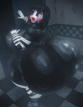 1girls 3d 3d_(artwork) ass black_body black_hair breasts defenderarts_(artist) female five_nights_at_freddy's five_nights_at_freddy's_2 fnaf hips huge_ass huge_breasts hyper hyper_ass large_breasts looking_at_viewer looking_back marionette_(fnaf) puppet_(fnaf) puppet_(thepuppetlover) red_lips red_lipstick solo stripes tagme white_face