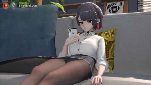 1girls 3d animated black_hair burp_cloud burp_fetish burping couch ellen_joe fart fart_cloud fart_fetish fat_ass hoyoverse shark_girl shironekyun skirt tagme video zenless_zone_zero