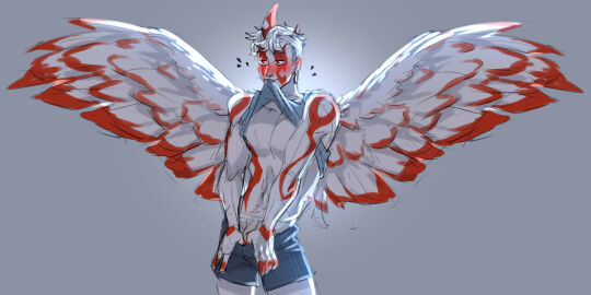 flirting male pale_skin solo_male teasing wings