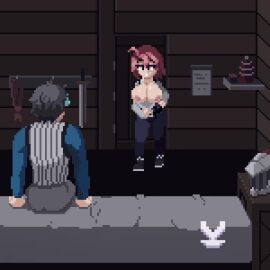 1boy 1girls ahe_gao animated ass big_ass big_breasts big_penis blush boob_drop bouncing_breasts breasts clothed_male_nude_female clothes_removed cow_girl_(goblin_slayer) cowgirl_position cum cum_in_pussy cum_inside cumshot doggy_style female flashing_breasts goblin_slayer goblin_slayer_(goblin_slayer) hearts longer_than_30_seconds male no_sound nude penis pink_eyes pixel_animation pixel_art pixel_vait pussy red_hair revealing_breasts sex tagme undressing upright_straddle video