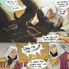 1boy 1cuntboy bed bedroom bedroom_setting bedroom_sex blush blush_lines comic comic_page cuntboy dominant_male domination erect_penis erection gabriel_(ultrakill) gay gay_male helmet helmet_only holding holding_arm holding_arms_back holding_head hood hood_up intersex legs legs_apart legs_held_open legs_spread looking_at_another male male_focus male_penetrating male_penetrating_male mask masked masked_male mostly_nude muscular muscular_male new_blood_interactive on_bed on_side penetration penetration_from_behind penile_penetration penis penis_in_pussy pussy pussy_juice speech speech_bubble speech_bubbles the_council_(ultrakill) thrusting thrusting_into_pussy ultrakill vaginal_sex vhkansfweer yaoi