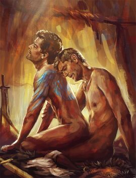 2boys actor anal anal_sex angel ass bara beard beard_stubble black_hair blonde_hair castiel castiel_(supernatural) celebrity dean_winchester duo facial_hair gay gay_anal gay_sex holding_partner human in_character jensen_ackles looking_pleasured male male/male male_only male_penetrated male_penetrating male_penetrating_male misha_collins muscular muscular_male nipples on_top penetration penile_penetration penis penis_in_ass reverse_cowgirl_position romantic sex sitting sitting_on_lap sitting_on_partner sitting_on_person stubble supernatural_(series) sword wings_tattoo yaoi