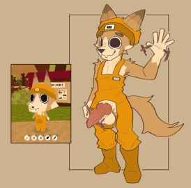 2024 animal_genitalia animal_penis anthro badmannerisms balls beanie big_penis black_eyes black_nose boots brown_body brown_boots brown_clothing brown_ears brown_footwear brown_fur brown_shoes brown_tail canid canine canine_genitalia canine_penis canis clothing digital_media_(artwork) domestic_dog femboy footwear fur gay gay_anal gay_masturbation gay_sex genitals gesture happy hat headgear headwear homosexual homosexual_male homosexual_masturbation knot male male/male male_only male_penetrated mammal multicolored_body multicolored_ears multicolored_fur orange_beanie orange_clothing orange_hat orange_headwear orange_overalls overalls penis shoes smile solo solo_male standing tail three-quarter_view two-tone_beanie two-tone_body two-tone_fur two-tone_hat waving waving_hand webfishing