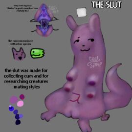 2_toes 3_fingers artist_name belly belly_markings blue_pussy breasts clitoris digital_drawing_(artwork) digital_media_(artwork) english_text feet female feral fingers genitals green_lizard_(rain_world) grey_background lizard_(rain_world) markings model_sheet multi_breast multiple_images purple_body pussy rain_world shaded simple_background simple_face slugcat solo spread_pussy spreading tagme tail ted-simp text the_slut_(ted-simp) toes videocult