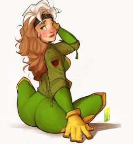 ass ass_focus big_breasts bodysuit breasts female female_only hourglass_figure looking_at_viewer marvel marvel_comics rogue_(x-men) tight_clothing tomphelippe x-men