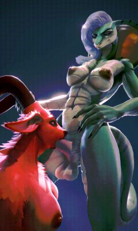 1futa 1girls 3:5 3d 3d_animation abs ambiguous_fluids animated anthro big_ears blonde_hair bovid breasts caprine carolitta_(slad) chert_(slad) cobra digital_media_(artwork) duo female fluffy fur futa/female futa_on_female futanari genitals glowing glowing_eyes green_body green_skin grey_eyes hair hi_res horn humanoid_genitalia humanoid_penis intersex intersex/female long_nails loop mammal markings nipples no_sound oral oral_penetration penetration penis red_body red_eyes red_fur reptile scalie short_playtime simple_background sladdoska snake striped_markings stripes vertical_video