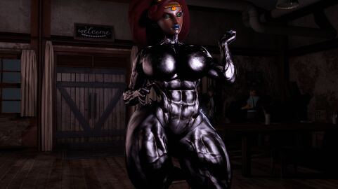 1girls 3d 3d_(artwork) 3d_model 3d_render abs alternate_costume alternate_outfit aquiline_nose ass athletic athletic_female big_ass big_breasts big_butt big_nose bikini bikini_bottom bikini_top black_body blue_lipstick breasts breath_of_the_wild brickhouse chrome dark-skinned_female dark_skin diadem female gerudo green_eyes jiggle jiggling_ass justfrog-entertainment lipstick long_hair metallic_body muscles muscular muscular_arms muscular_back muscular_female muscular_legs muscular_thighs naked naked_female nanomachines ponytail red_hair six_pack the_legend_of_zelda thick_thighs thighs thunder_thighs thunderthighs toned toned_female urbosa vein veins veiny veiny_muscles virt-a-mate virtamate