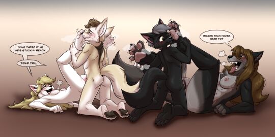 2:1 ajna anthro anthro_on_anthro anthro_penetrated anthro_penetrating anthro_penetrating_anthro artist_collaboration bodily_fluids brother_(lore) canid canine canis colored cum cum_inside dialogue duo english_text feet female female_penetrated foot_fetish foot_grab foot_on_face foot_sniff foot_sniffing genital_fluids group hi_res hikari_(kuroiwolf) hotbrotkuroi indirect_incest_(lore) knot knotting kuroi_(kuroiwolf) larger_female legs_up looking_at_another male male/female male_penetrating male_penetrating_female mammal monochrome musk musk_clouds musky_feet musky_paws partner_swap pawpads penetration penis premature_ejaculation premature_orgasm pussy relative_swap sabbyth sarentha_(sabbyth) sex sibling_(lore) sibling_swap sister_(lore) size_difference small_dom_big_sub smaller_male sniffing speech_bubble spread_legs spreading stuck stuck_genitals stuck_knot stuck_penis stuck_together teasing teasing_with_feet text toes vaginal_penetration wolf