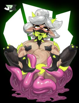 anal belly belly_bulge breasts feet female glowing grey_hair johnboyx large_breasts marie_(splatoon) pasties pink_tentacles rolling_eyes solo_focus splatoon stomach_bulge tentacle tentacle_sex