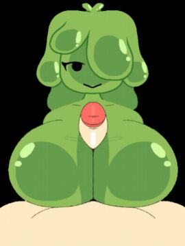 1boy 1girls 2d 2d_(artwork) 2d_animation 2d_artwork 3:4 animated animated_gif balls beat_banger big_breasts big_penis black_eyes boobjob breasts clothed_female_nude_male female female_focus gif green_body green_hair huge_breasts huge_cock male male/female male_pov mob_face paizuri paizuri_under_clothes penis slymee straight toriel_beat_banger transparent_background vertical_video