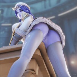 alexavlewd animated ass ass_focus ass_up asshole bent_over frutplzz humping legs overwatch overwatch_2 pussy skirt skirt_up solo_female thighhighs thighs widowmaker winter_chic_widowmaker