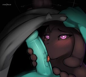 2boys 2d anthro anthro_male black_background black_body black_ears black_fur black_sclera black_tail blue_body blue_penis blush blush_lines bodily_fluids_on_penis bovid caprine deltarune duo emanata erection fellatio femboy fur furry furry_male gay gay_anal gay_masturbation gay_sex genitals glans goat heart_eyes heart_symbol hi_res holding_blanket holding_penis homosexual homosexual_male homosexual_masturbation homosexual_sex humanoid_genitalia humanoid_penis jarlium licking long_ears male male/male male_only male_penetrated male_penetrating male_penetrating_male mammal multiple_boys multiple_males onomatopoeia oral oral_penetration penetration penile penis penis_lick purple_eyes ralsei sex signature simple_background sound_effects tail tail_motion tailwag text tongue tongue_out under_blanket undertale_(series)