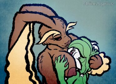 2d aliendog6002 animated anthro breasts female female/female furry gardevoir grabbing_breasts head_between_breasts humanoid interspecies lopunny nintendo pokemon pokemon_(species) yuri