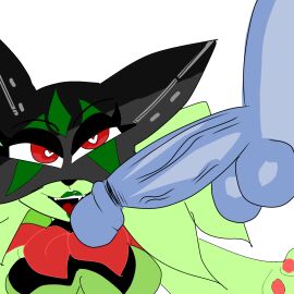 anthro brightdowne furry huge_cock male meowscarada penis pokemon pokemon_(species)