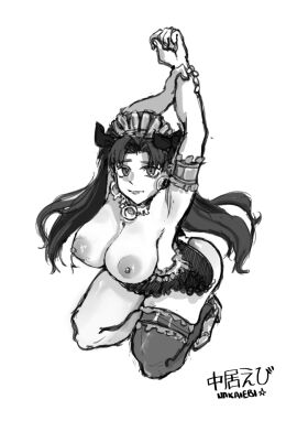 black_and_white breasts fate/grand_order fate_(series) female ishtar_(fate) maid maid_outfit nakaiebi twintails