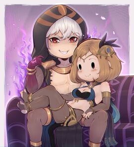 1boy 1girls alternate_costume brand_of_the_defile breasts chibi cleavage cosplay dancer dorothea_arnault_(cosplay) evomanaphy eyes_of_grima female fire_emblem fire_emblem_awakening fire_emblem_heroes grima_(fire_emblem) kiran_(fire_emblem) kiran_(fire_emblem)_(female) male medium_breasts mob_face muscular muscular_male nintendo pantyhose plegian raphael_kirsten_(cosplay) robin_(fire_emblem) robin_(fire_emblem)_(male)
