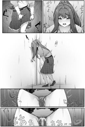 1girls 5koma belt belt_buckle blush bow bow_panties female hand_between_legs have_to_pee holding_crotch kokomachi leaking leaking_pee omorashi open_mouth original original_character panties pee_leak peeing peeing_through_clothing peeing_through_panties ponytail ribbon ribbon_panties skirt stained_panties underwear wet wet_panties wetting wetting_panties wetting_self