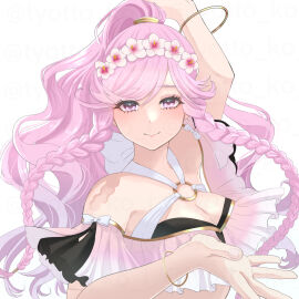 1girls alternate_costume bikini braid breasts cleavage closed_mouth dancer dancing female female_only fire_emblem fire_emblem_awakening fire_emblem_heroes frilled_bikini frills gradient_bikini gradient_clothes highres large_breasts long_hair looking_at_viewer nintendo official_alternate_costume olivia_(fire_emblem) pink_bikini pink_eyes pink_hair pink_swimsuit ponytail smile solo swimsuit twin_braids tyotto_ko_i upper_body white_background white_bikini white_swimsuit