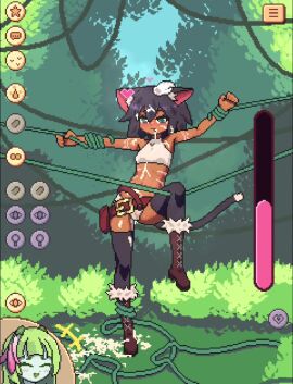 cat_ears cat_tail catgirl chrala chrala_can't_escape covered_in_cum cum cum_inside cute cute_face female naked naked_female patting patting_head pixel_art removing_clothing tagme tentacle video vines