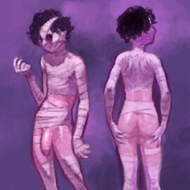 anus ass cursedarachnid femboy male mummy_costume penis real_person