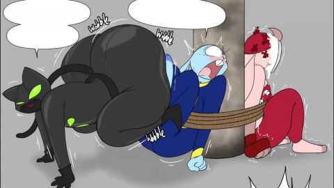 2025 2_panel_comic absurd_res angry anthro ass big_ass big_breasts big_butt biped black_clover_(masterj291) blue_body blush bound breast_squish breasts bruiser_bunny bulge bulge_from_behind butt_squish canid canine canis clothing crop_top cross-popping_vein defeated_hero dialogue digital_media_(artwork) domestic_cat dominant dominant_female dominant_male duo ear_piercing english_text erection erection_under_clothing face_in_ass facesitting fat_ass feet felid feline felis female female_anthro femboy flirtyfawn696 food foot_on_butt grey_background group hero hi_res huge_ass huge_breasts huge_butt humor hyper hyper_butt imminent_facesitting lagomorph leporid lightning_hare looking_at_another looking_at_butt luckybunnsfw male male/male male_anthro male_facesitting_male mammal masterj291 onomatopoeia pastry pie pie_in_face piercing pink_body plantigrade plushie profanity rabbit scared seductive shirt short_stack simple_background sitting_on_another smug sound_effects speech_bubble squish submissive submissive_male tagme text thatbunnydudeva thick_thighs threatening tight_clothing topwear trio video villainous voice_acted voice_acted_comic wolf wolfstorm yelling yelling_at_another