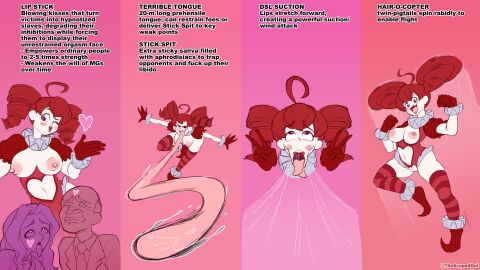 ahegao_face blowjob_face clown_girl female functionally_nude long_tongue nipples pussy red_hair scopedout text x-red_(scopedout)