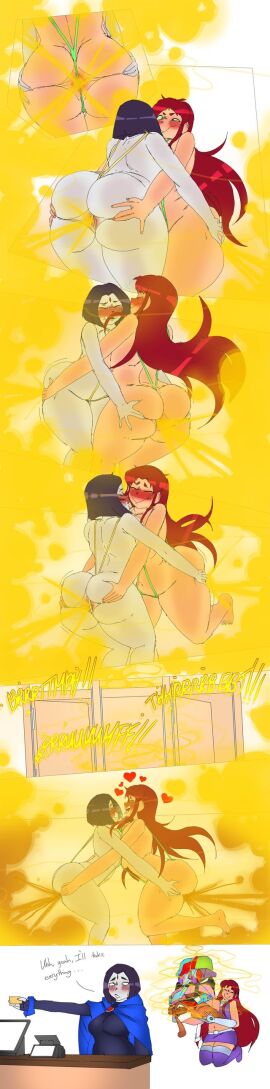 2girls alien alien_girl blushing cartoon_network dressing_room fart farting farting_together female half-demon lazei raven_(dc) raven_(teen_titans) smell_permeated starfire starfire_(teen_titans) teen_titans yuri