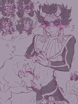 1boy 1girls 5boys aizetsu balls big_breasts blowjob braided_hair breasts cucked demon demon_boy demon_horns demon_humanoid demon_slayer dominant dominant_male domination female female_focus flustered flustered_male hantengu horny horny_female horny_male japanese japanese_clothes japanese_clothing japanese_female japanese_male kanroji_mitsuri karaku kimetsu_no_yaiba licking_balls licking_penis light-skinned_female light_skin limited_palette long-haired_female long-haired_male long_bangs long_hair male male_focus male_penetrating multiple_boys multiple_males muscles muscular muscular_female muscular_male pale-skinned_female pale_skin penis pointy_ears sekido sharp_teeth shleem342_(artist) sketch small_penis small_penis_adoration submissive submissive_female submissive_male tan-skinned_male tan_skin three_braids twin_braids upper_moon urogi zohakuten