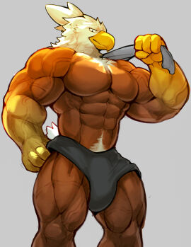 abs absurd_res accipitrid accipitriform anthro avian bald_eagle bara beak biceps big_muscles bird brown_body bulge eagle feathers hi_res male mixterart muscles muscular muscular_anthro muscular_male pecs sea_eagle solo tan_body vein veiny_muscles white_body yaoi