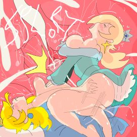 1futa 1girls ass ass_grab big_ass blonde_hair breasts clothed_female creampie crown cum cum_in_pussy earrings female forbiddenchees8 futa_on_female futanari internal intersex mario_(series) nude_futa orgasm penis princess_peach princess_rosalina pussy small_penis