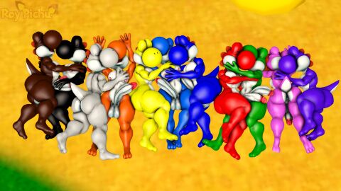 3d anthro ass balls big_ass big_butt black_yoshi blue_yoshi brown_yoshi cyan_yoshi dinosaur dr.ivopingasnik dragon extinct genitals green_yoshi group hi_res humanoid male male/male mario_(series) mythological_creature mythological_scalie mythology nintendo orange_yoshi outdoors penis pink_yoshi prehistoric_species purple_yoshi red_yoshi reptile roythepichu scalie sleeping super_mario_bros. white_yoshi yellow_yoshi yoshi
