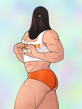 1boy bara boobs_and_butt_pose breasts call_of_duty call_of_duty_modern_warfare_2_(2022) crossdressing femboy_dilf femboy_hooters gay heart_hands himbo himbo_hooters hooters hooters_uniform konig könig male male_focus male_only marndraws masculine_crossdresser masked sfw simple_background solo solo_focus solo_male winking_at_viewer yaoi