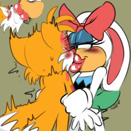 1:1 2025 2_tails background bedroom_eyes blush blush_lines bodily_fluids bow_ribbon canid carrotia_the_rabbit cheek_bulge clothed color colored colored_eyelashes conditional_dnp dated digitaldomain123 dipstick_tail dress ears_back ears_down eyelashes facial_tuft fox french_kissing gloves hair_accessory hair_ribbon handwear hi_res huge_lips kiss_mark kissing lagomorph leporid long_tail makeup mammal markings miles_tails_prower motion_lines multi_tail narrowed_eyes pivoted_ears rabbit ribbons sega short_hair signature sonic_(series) sonic_the_hedgehog_(series) sweat sweatdrop tails tails_skypatrol tails_the_fox tan_background text thick_lips tuft wrist_grab