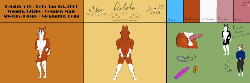 absurd_res animal_genitalia animal_penis anthro ass balls bbear big_ass big_butt biped blue_clothing blue_sweater blue_topwear bondage bottomwear brown_body brown_fur canid canine canis chastity_cage chastity_device clothed clothing collar color_swatch dakota_(bbear) dated description digital_media_(artwork) domestic_dog english_text erection feet femboy fur genitals hand_on_ass hand_on_butt hi_res husky information information_section male mammal model_sheet multicolored_body multicolored_fur nordic_sled_dog nude pants penis presenting sex_toy sheath signature simple_background smile solo species_name spitz spread_ass spread_butt spreading standing submissive sweater tail text topwear two-tone_body two-tone_fur vibrator white_body white_fur