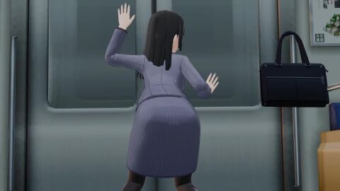 1girls animated ass_focus ass_in_dress big_ass black_hair blender blender3d blender_eevee blue_jacket blue_skirt blue_suit business_woman female hoyoverse jiggle_physics npc_(zenless_zone_zero) office_lady shaking_ass skirt tagme train twerking video zenless_zone_zero
