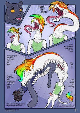 abs anthro anthro_only anthro_prey athletic athletic_anthro athletic_male balls bangs big_mouth_(anatomy) big_tongue biped body_control body_in_mouth bottomless clothed clothing colored comic demon dialogue digital_media_(artwork) duo english_text eqamrd equid equine erection felid fur gaping_mouth genitals green_clothing green_shirt green_topwear gym hair half_naked head_first hi_res horn huge_mouth humanoid_genitalia humanoid_penis in_mouth in_throat interspecies kadaus locker locker_room long_hair long_story long_tail long_tongue male male/male male_anthro male_on_anthro male_pred male_prey mammal mane monotone_body monster mostly_nude multicolored_hair multicolored_mane mythological_creature mythological_equine mythology neck_bulge nipples open_mouth oral_vore pantherine partially_inside pawpads paws penis peril possession rainbow_hair rainbow_mane same_size_vore sharp_teeth shirt simple_background soft_vore standing story story_in_description stretched_mouth swallowing tail tail_tuft talking_to_another talking_to_partner teeth text tongue tongue_out topwear transformation transformation_sequence transformation_through_possession tuft unicorn unicorn_horn unwilling_pred unwilling_prey vein veiny_penis vore what white_body white_fur yellow_horn