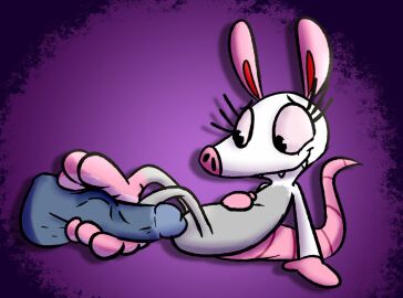 1boy 1girls baggy_(artist) feet female foot_fetish footjob furry lying_on_back male original original_character peenyo penis possum smile tail