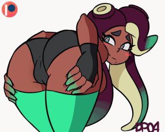 animated animated_gif ass ass_focus ass_grab ass_spread bent_over big_breasts breasts breasts_out cameltoe cephalopod cephalopod_humanoid clothing cute dark-skinned_female dark_skin darkprincess04 female fingerless_gloves gif green_eyes green_socks looking_back marina_(splatoon) marine marine_humanoid mollusk mollusk_humanoid nintendo octarian octoling panties presenting presenting_ass presenting_hindquarters pussy short_playtime solo splatoon splatoon_(series) splatoon_2 suction_cups tentacle tentacle_hair topless topless_female visible_pussy