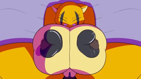 animated anthro arms_behind_head breast_grab breasts cat_ears chubby_female clenched_teeth closed_eyes female original original_character parfait_(plaga) pelvic_thrust plaga pussy tagme vaginal_penetration vaginal_sex