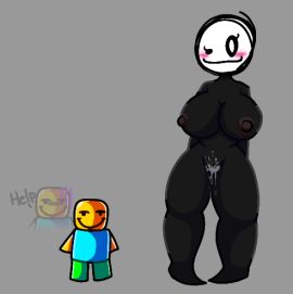 1boy 1girls artist_request bill_(color_or_die) black_body blocky_body color_or_die_(roblox) female height_difference male monster_girl noob pussy redraw roblox roblox_game robloxian source_request tagme wet_pussy