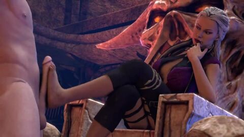1boy 1girls 3d ahegaome animated big_breasts breasts crossed_legs feet female female_focus femdom foot_on_penis footjob large_breasts long_hair male mature_female milf mortal_kombat mortal_kombat_11 no_sound nude_male nude_male_clothed_female sindel tagme teasing teasing_penis video white_hair