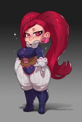 1girls aiba_manami big_breasts bodysuit boku_no_hero_academia breasts cute female la_brava_(my_hero_academia) large_breasts looking_at_viewer my_hero_academia red_eyes red_hair shortstack thick_thighs troppart twintails